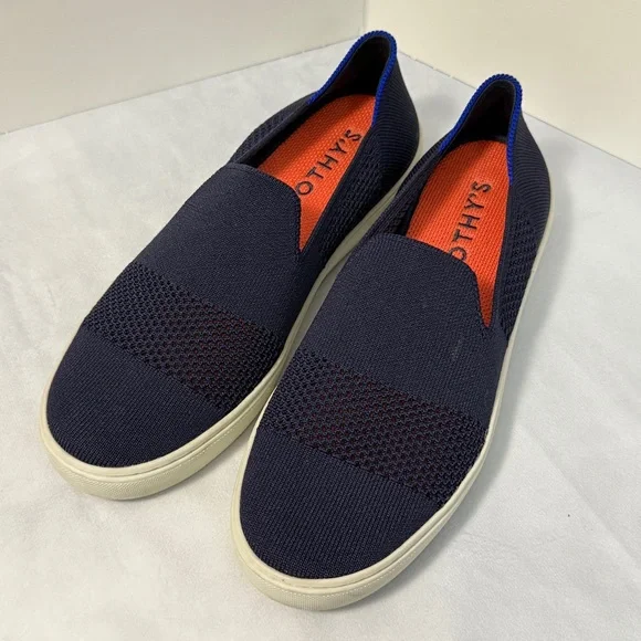 Rothy’s The Original Slip On Sneaker Maritime Lattice Stitch Navy Blue Size 8 - Picture 1 of 7